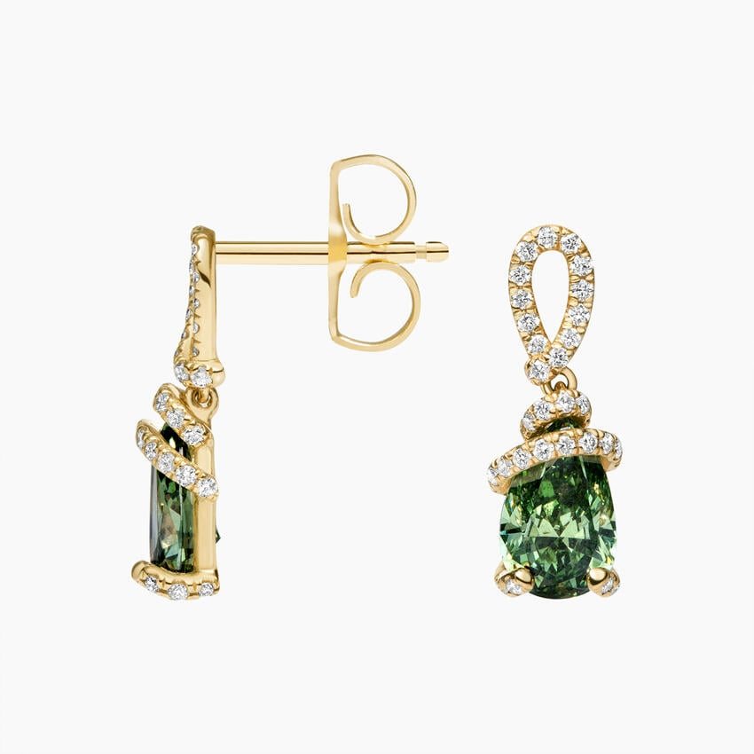 Green Pavé Drop Earrings