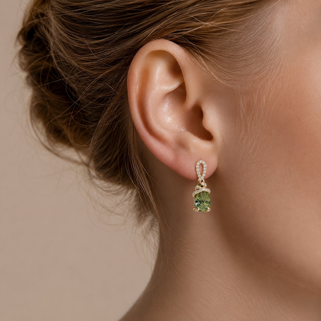 Green Pavé Drop Earrings