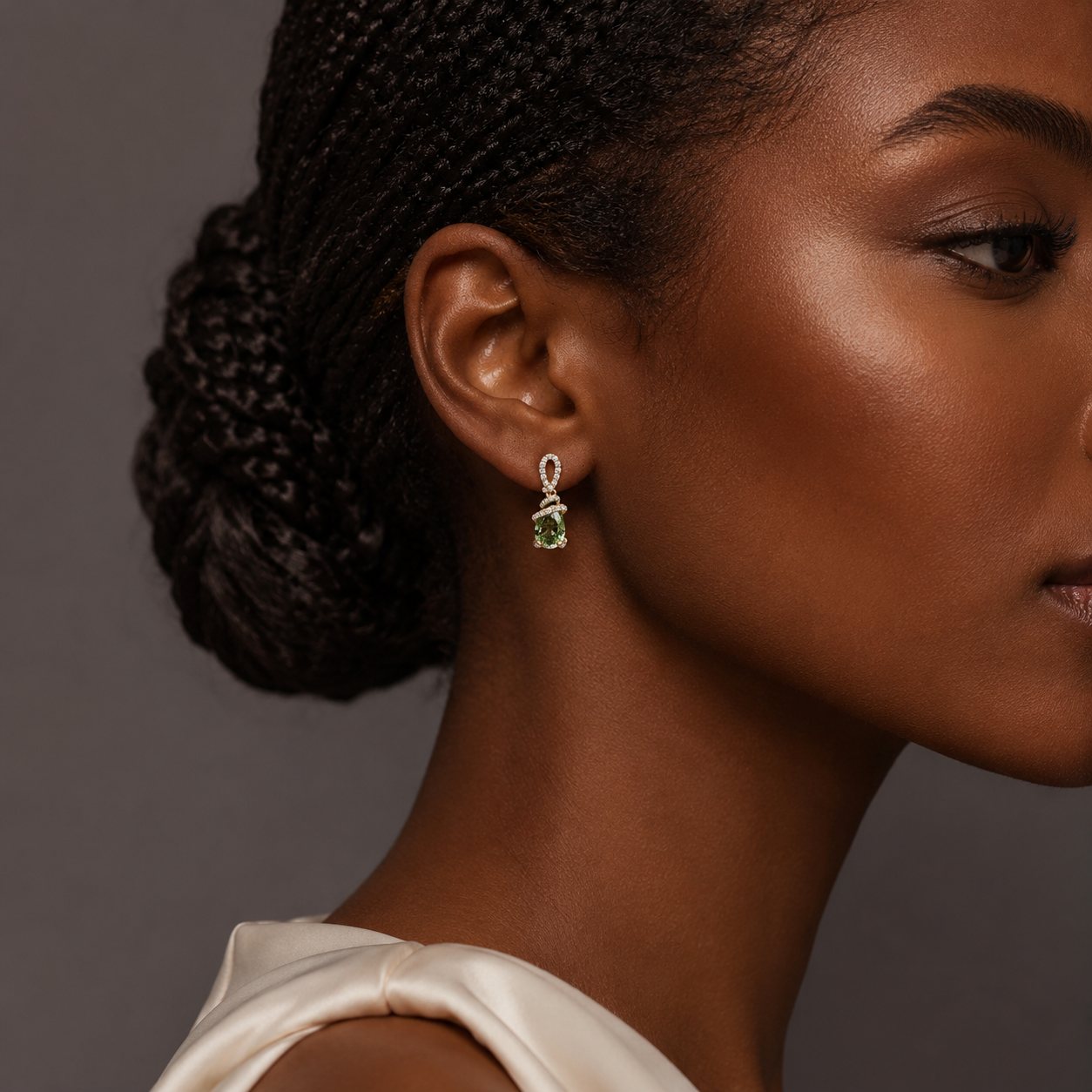 Green Pavé Drop Earrings