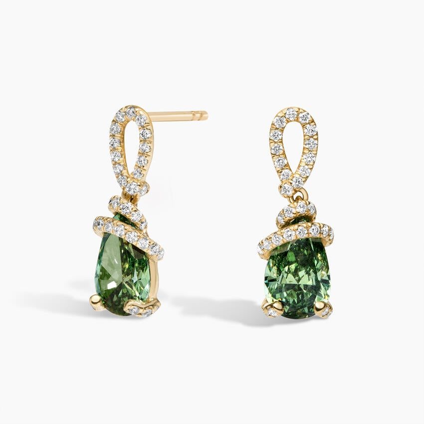 Green Pavé Drop Earrings