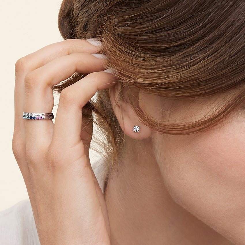 Four Prong Diamond Stud Earrings
