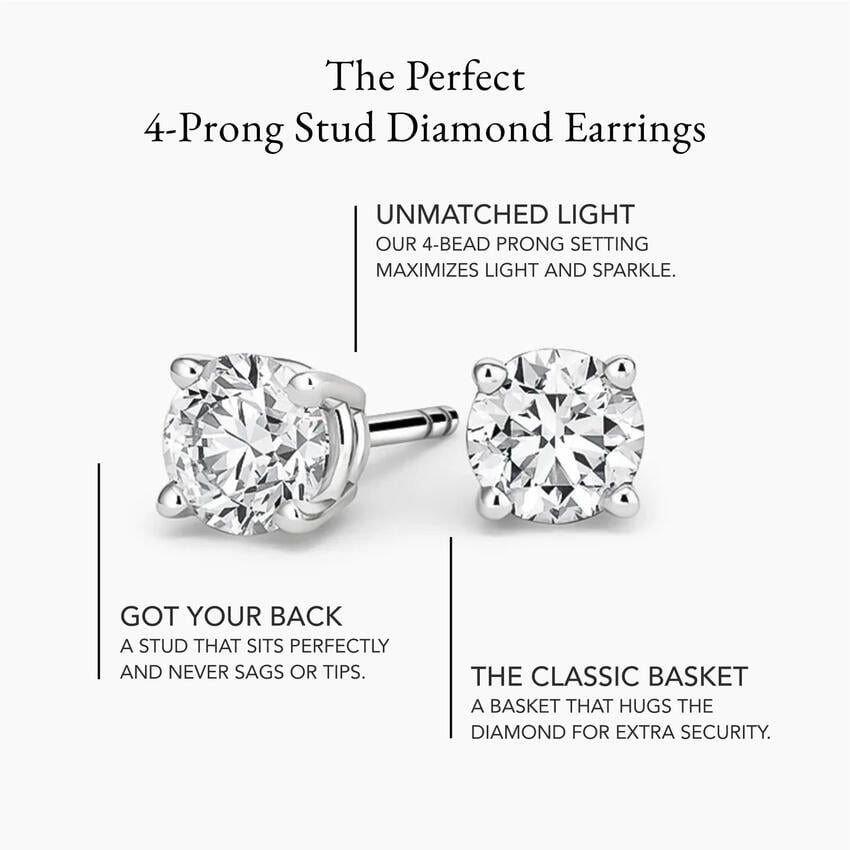 Four Prong Diamond Stud Earrings