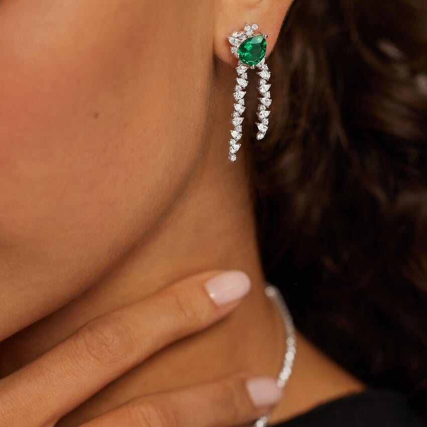 Emerald Cascade Drop Earrings