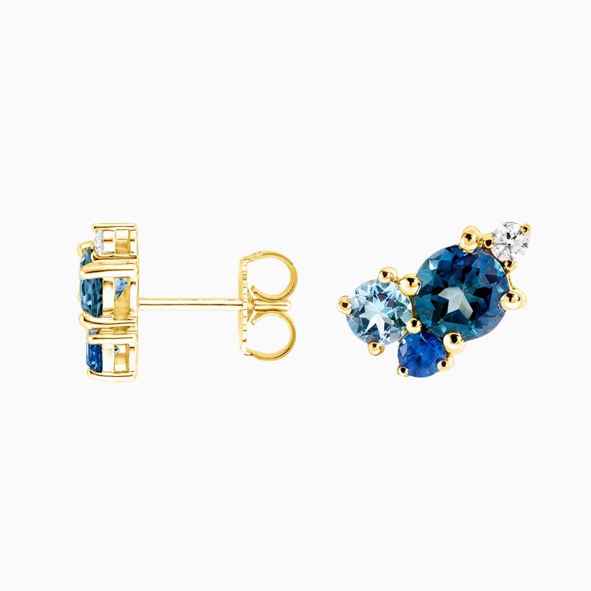 Blue Topaz Bloom Stud Earrings