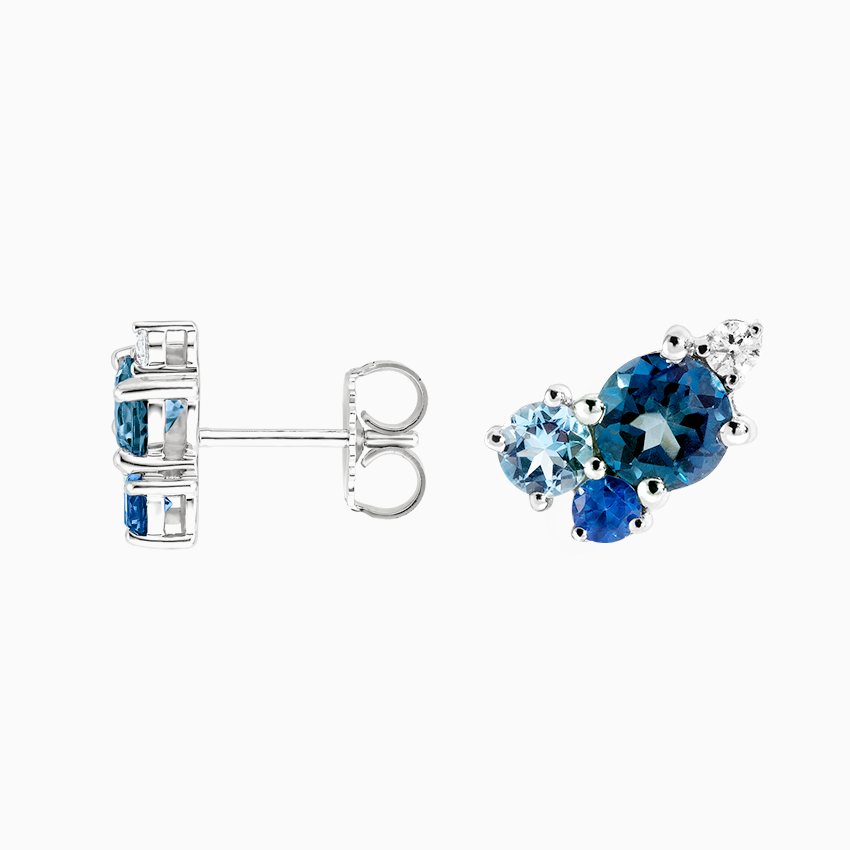 Blue Topaz Bloom Stud Earrings
