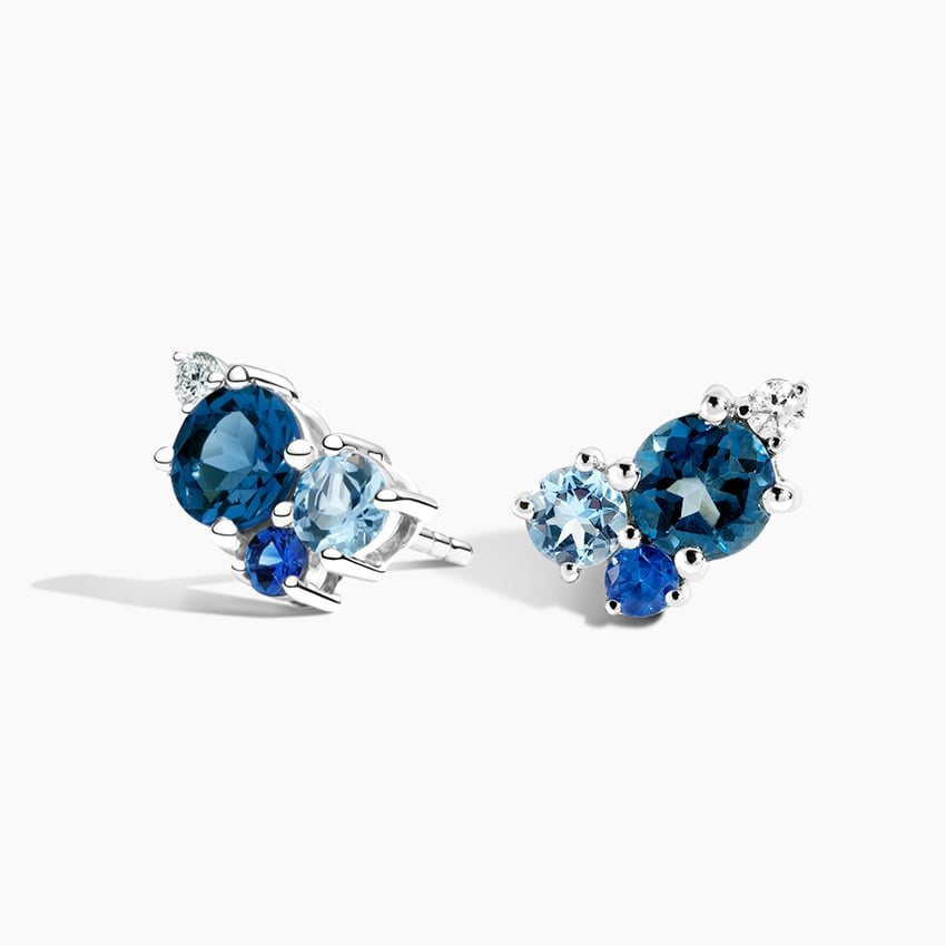 Blue Topaz Bloom Stud Earrings