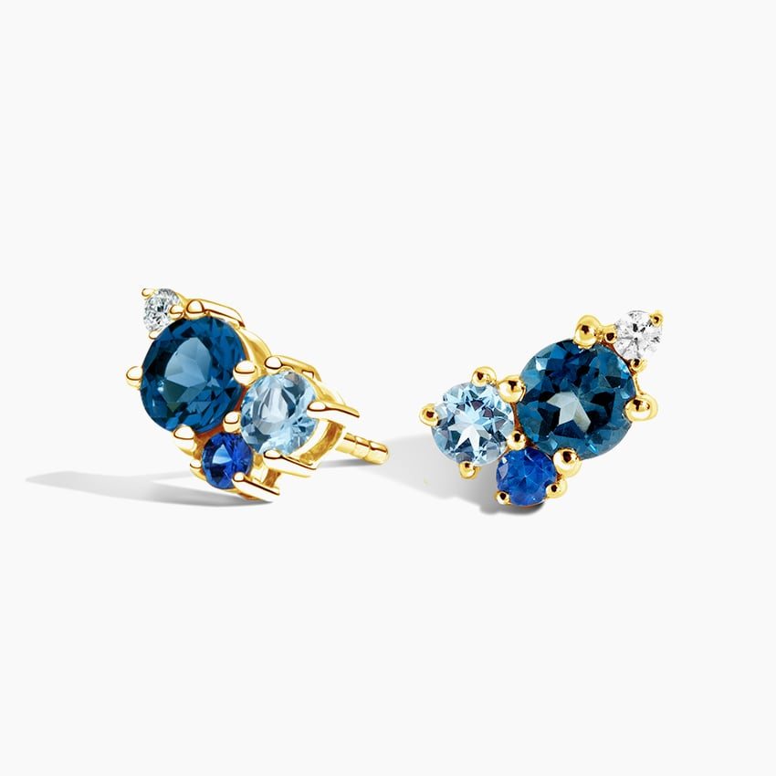 Blue Topaz Bloom Stud Earrings