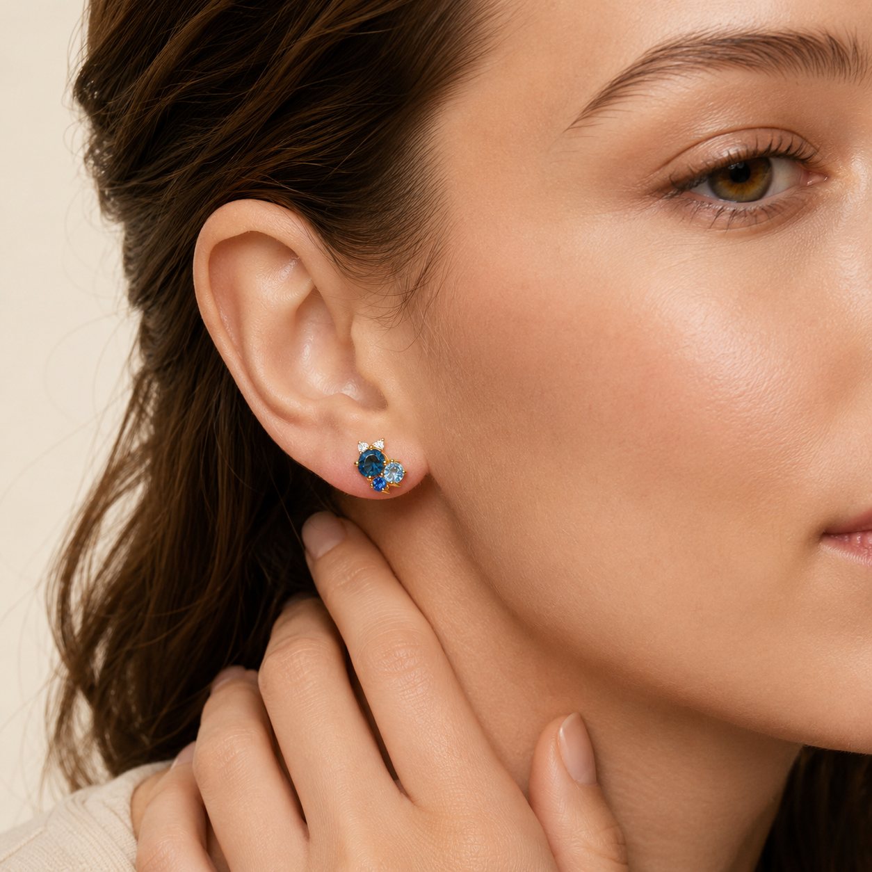 Blue Topaz Bloom Stud Earrings