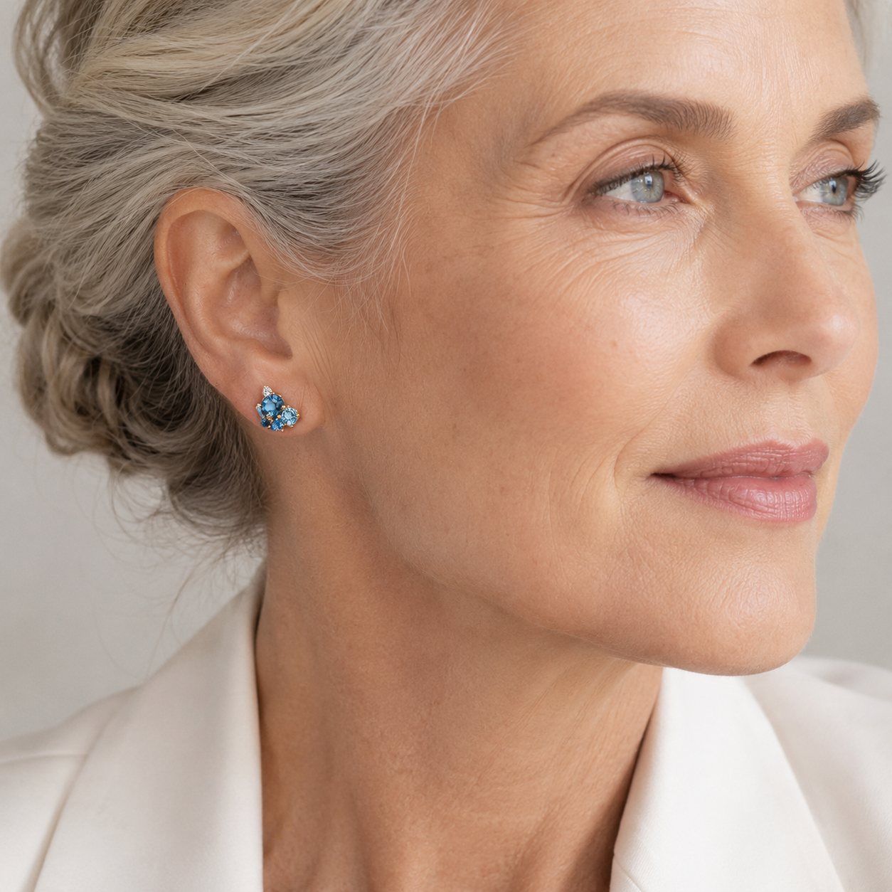 Blue Topaz Bloom Stud Earrings
