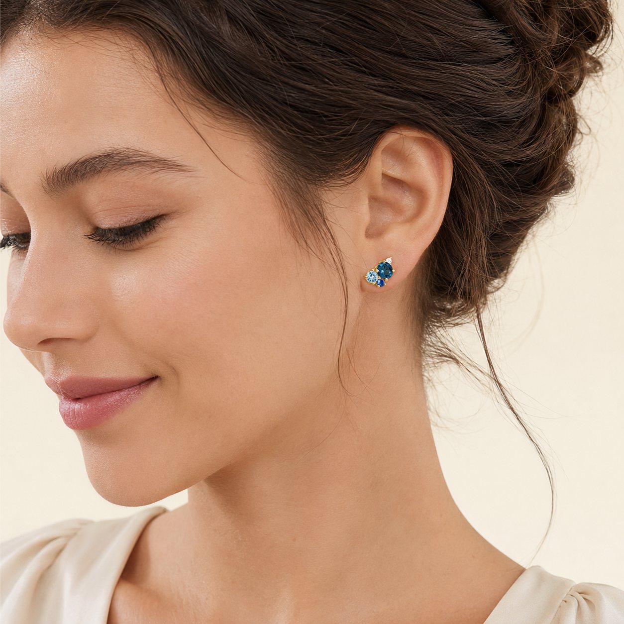 Blue Topaz Bloom Stud Earrings