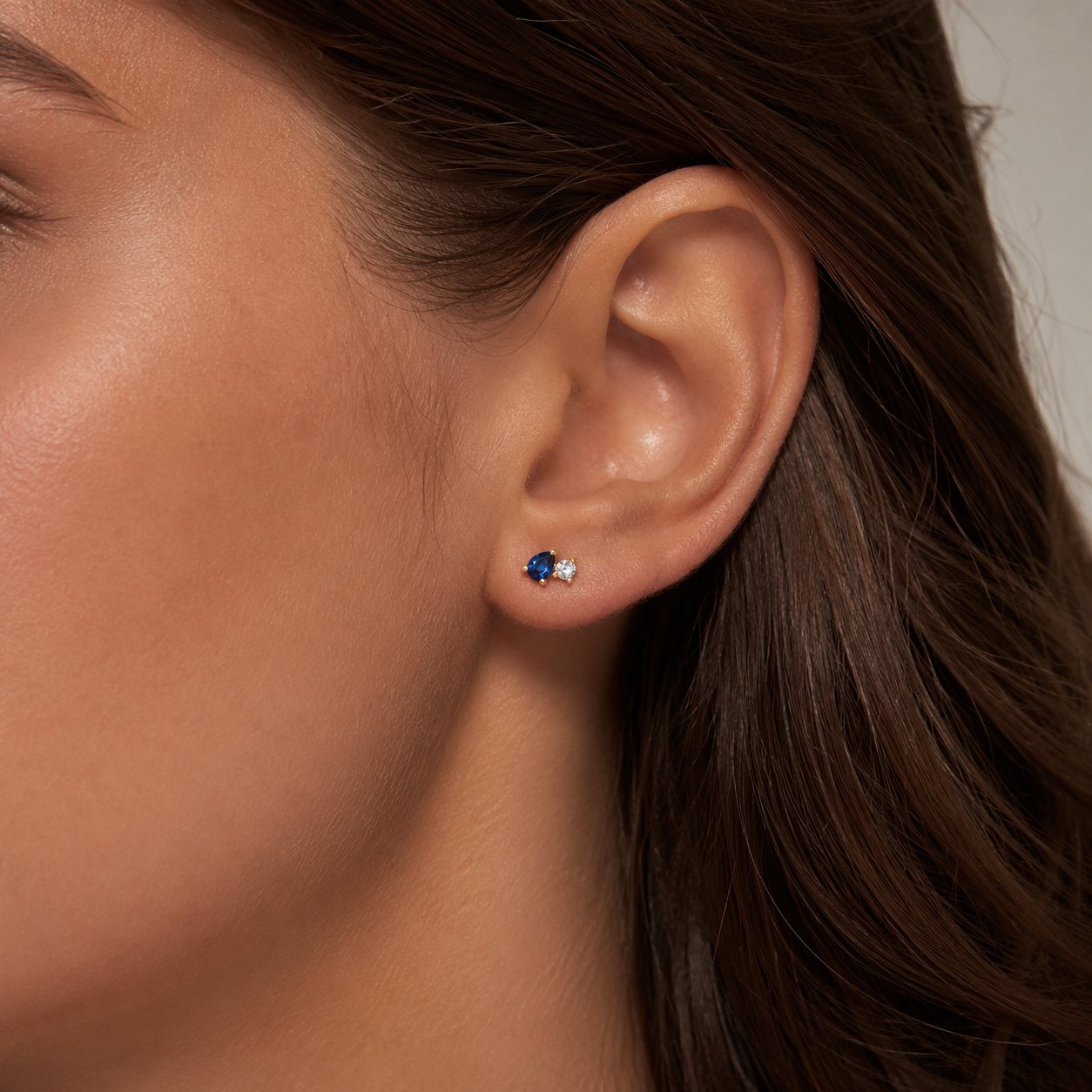 Pear Gemstone Duet Stud Earrings