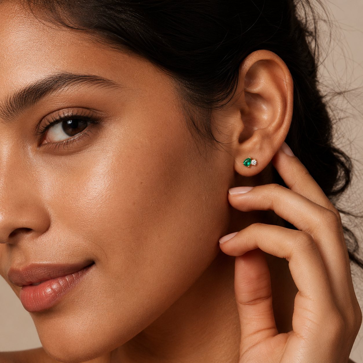 Pear Gemstone Duet Stud Earrings