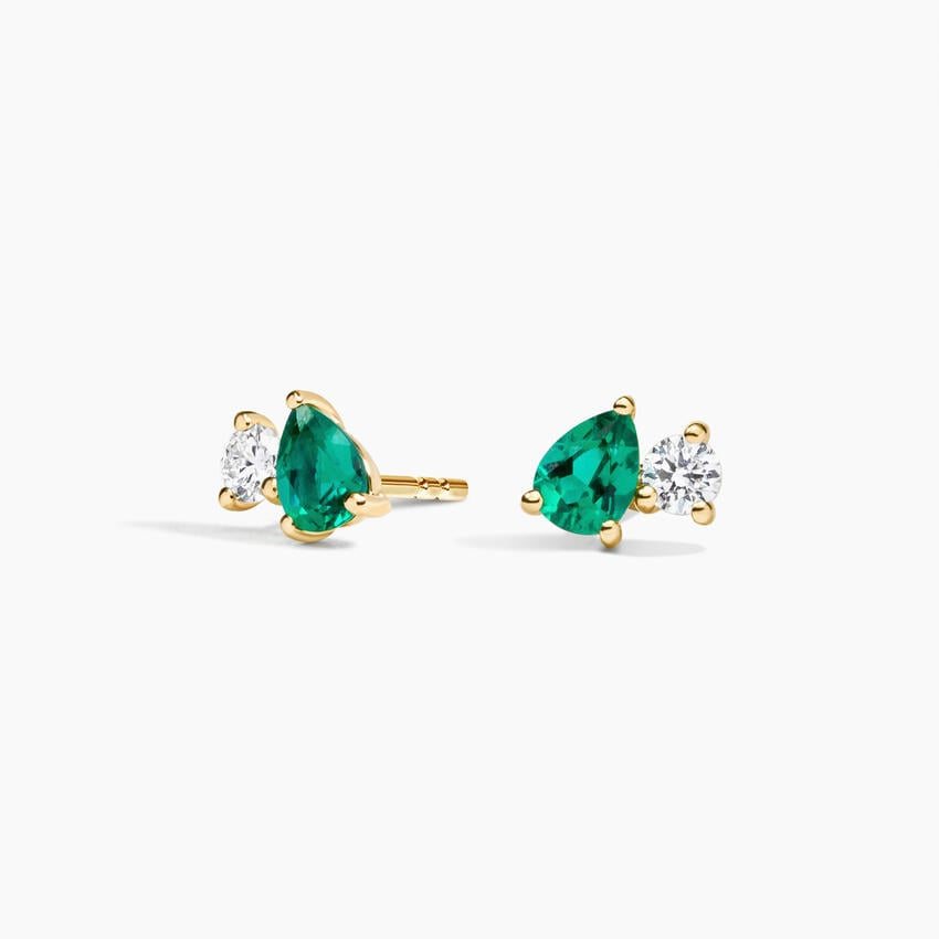 Pear Gemstone Duet Stud Earrings