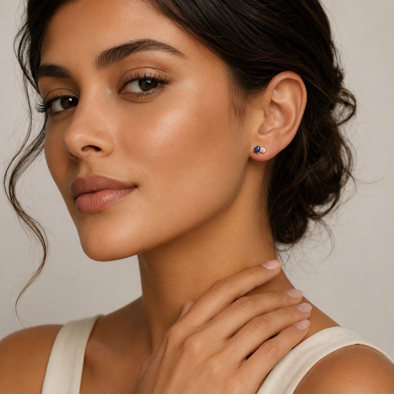 Pear Gemstone Duet Stud Earrings