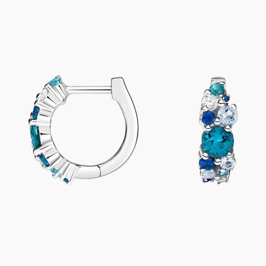 Blue Topaz Bloom Hoop Earrings