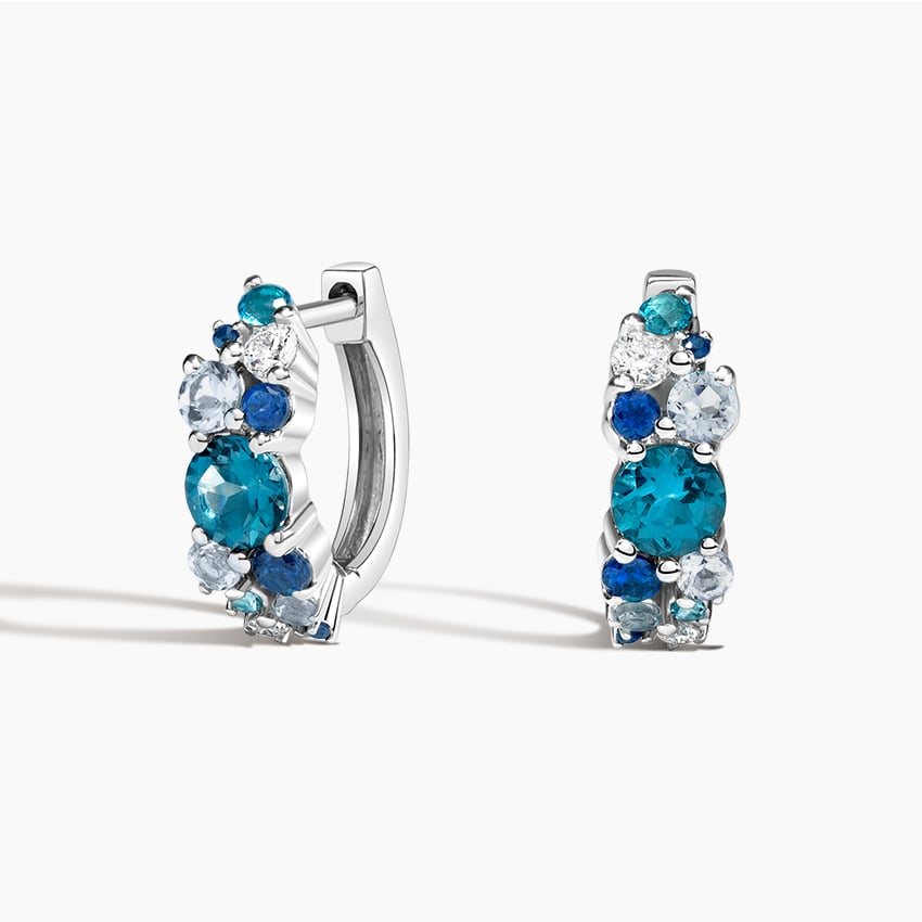 Blue Topaz Bloom Hoop Earrings