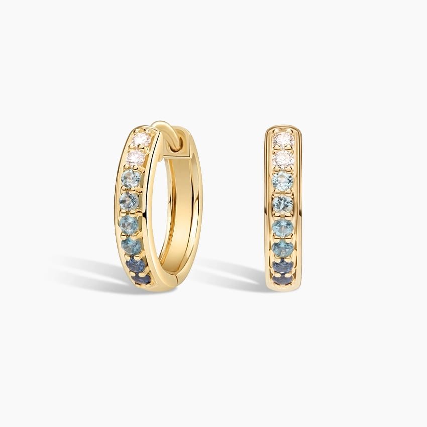 Blue Ombre Gemstone Huggie Earrings