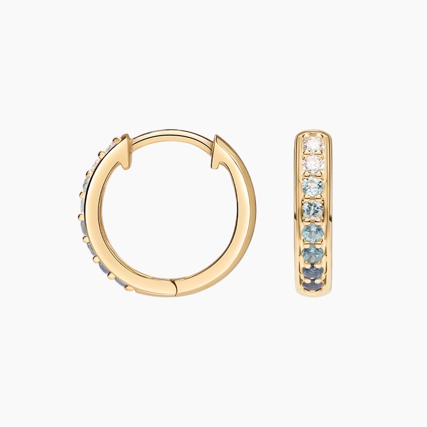 Blue Ombre Gemstone Huggie Earrings