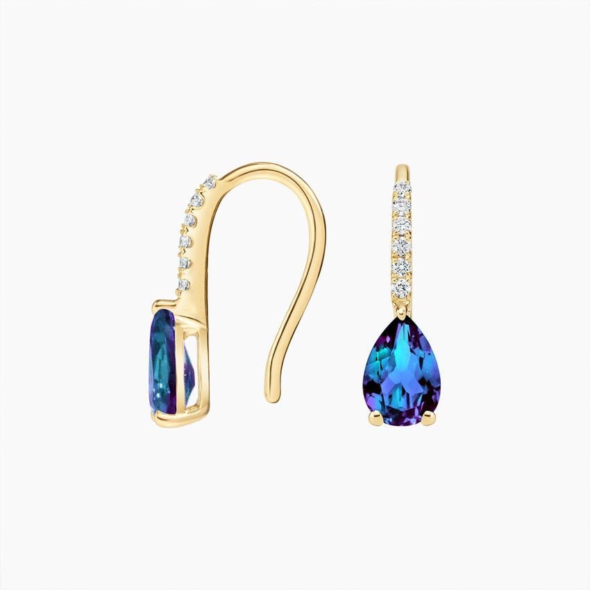 Pear Birthstone Diamond French Hook Earrings