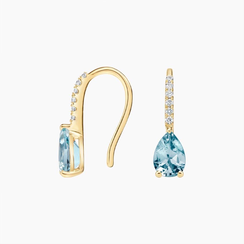 Pear Birthstone Diamond French Hook Earrings