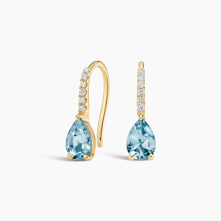Pear Birthstone Diamond French Hook Earrings