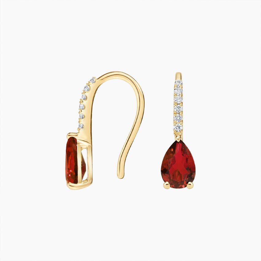 Pear Birthstone Diamond French Hook Earrings
