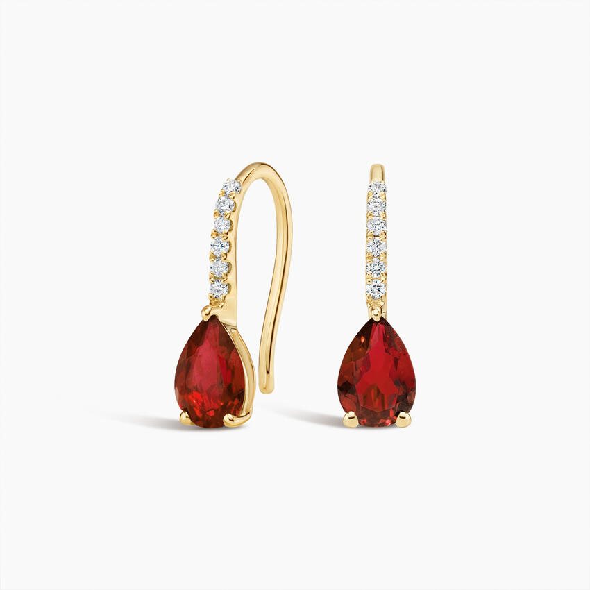 Pear Birthstone Diamond French Hook Earrings
