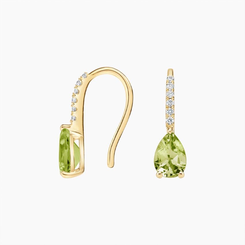 Pear Birthstone Diamond French Hook Earrings