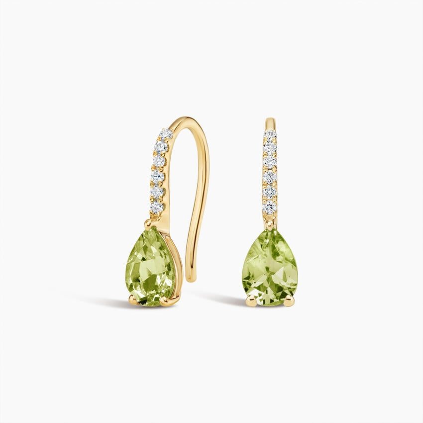 Pear Birthstone Diamond French Hook Earrings