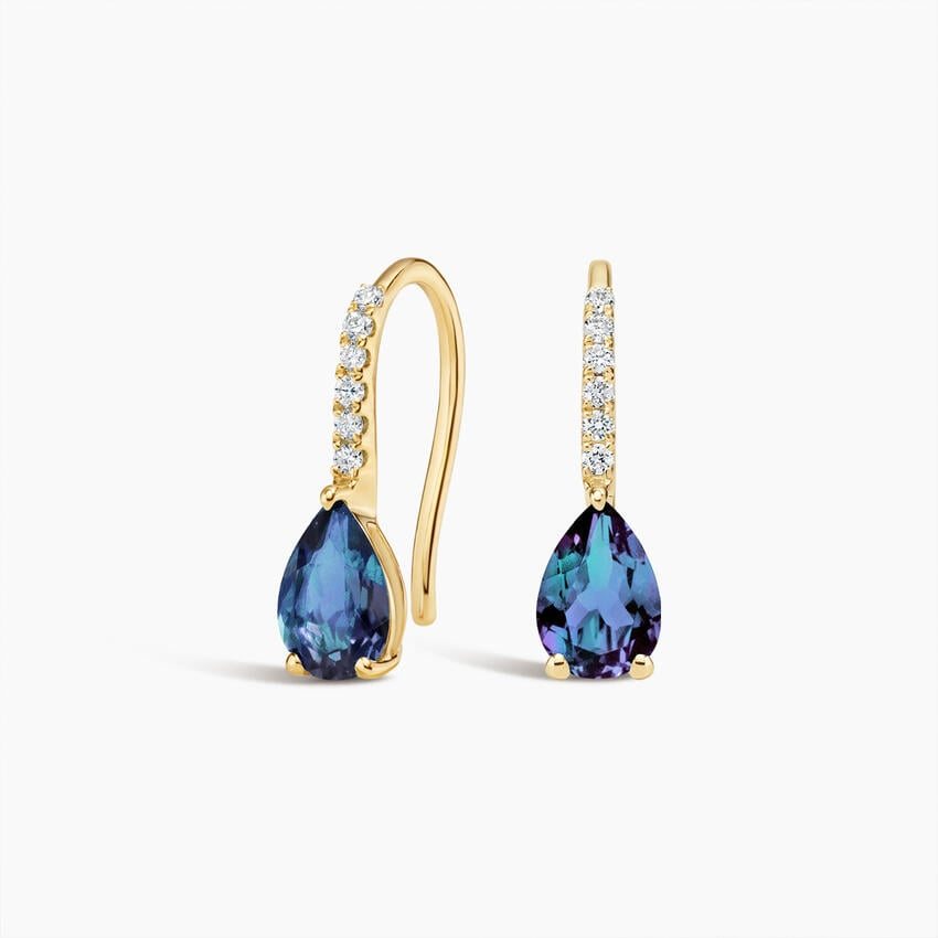 Pear Birthstone Diamond French Hook Earrings