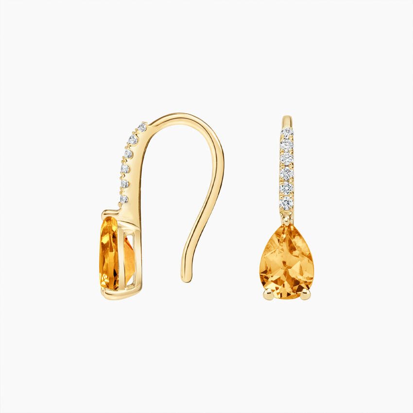 Pear Birthstone Diamond French Hook Earrings