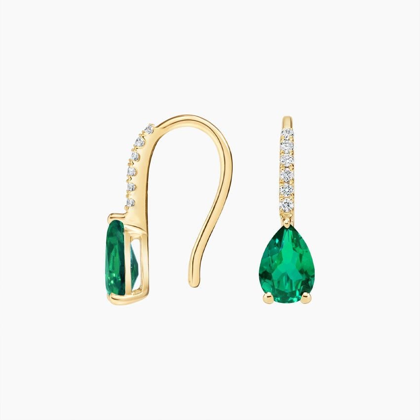 Pear Birthstone Diamond French Hook Earrings