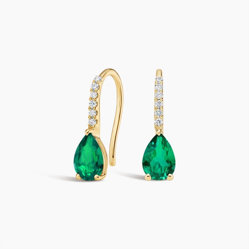 Pear Birthstone Diamond French Hook Earrings