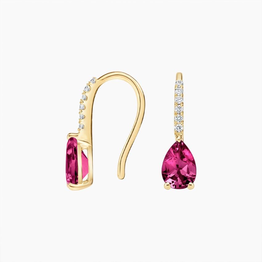 Pear Birthstone Diamond French Hook Earrings