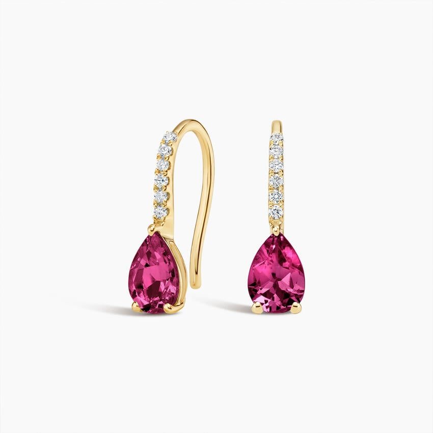 Pear Birthstone Diamond French Hook Earrings
