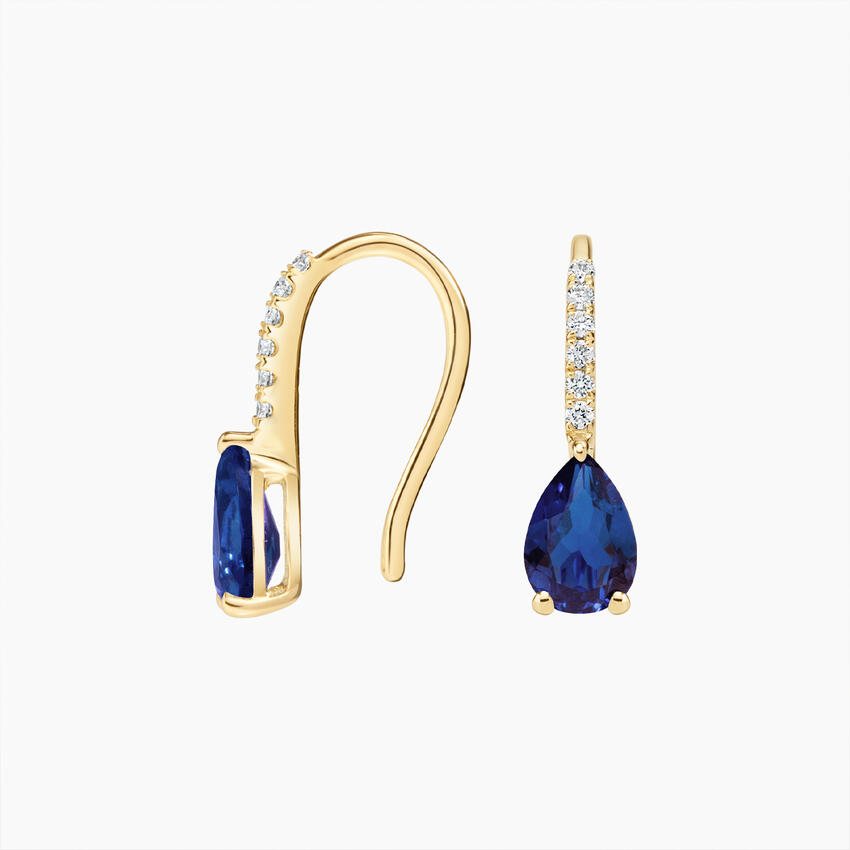 Pear Birthstone Diamond French Hook Earrings