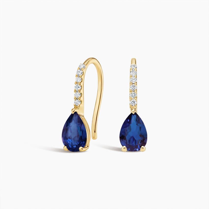Pear Birthstone Diamond French Hook Earrings