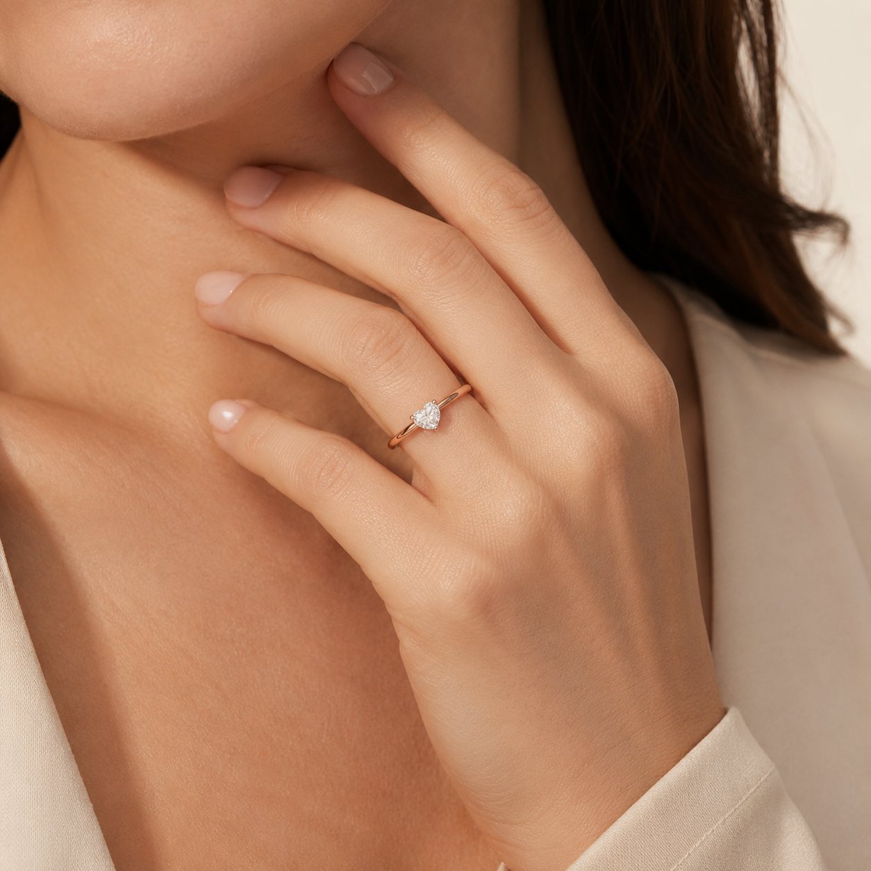 Heart Solitaire Diamond Ring