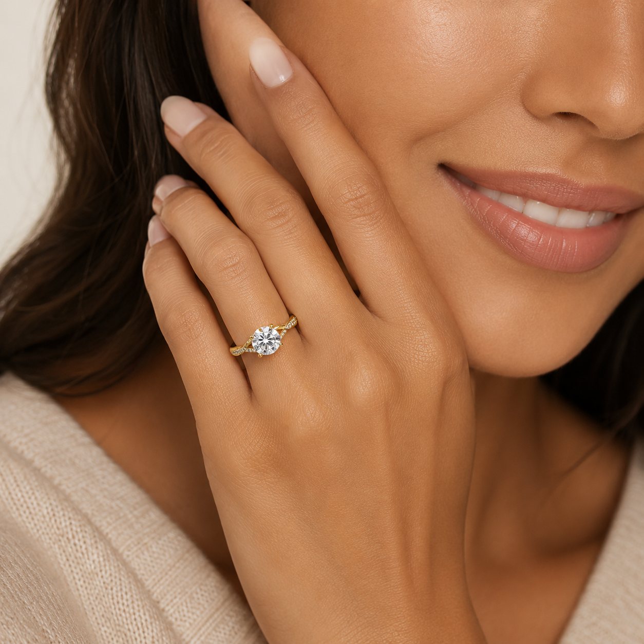 Twisted Vine Hidden Halo Ring