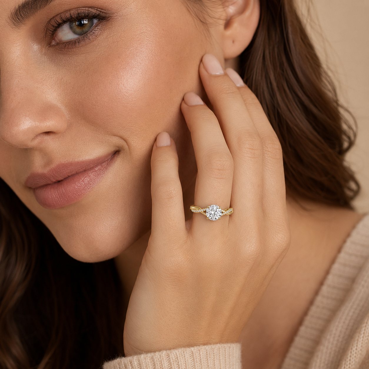 Twisted Vine Hidden Halo Ring