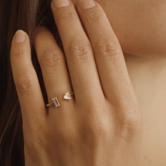 Mixed Cut Open Cuff Ring
