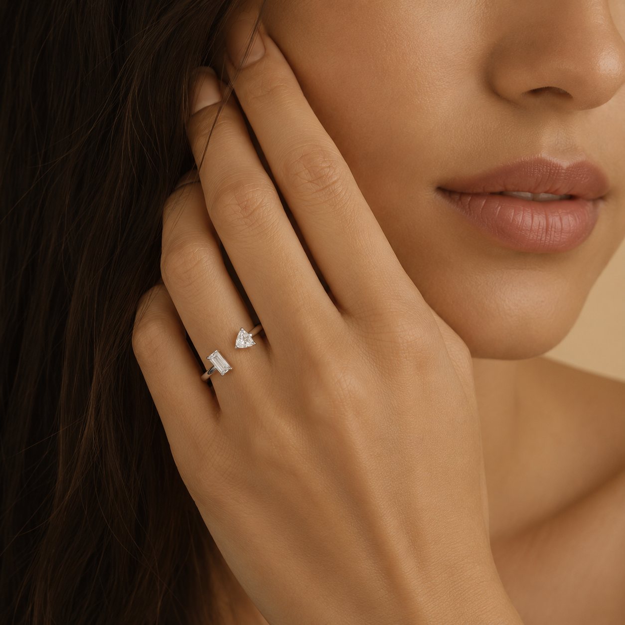 Mixed Cut Open Cuff Ring
