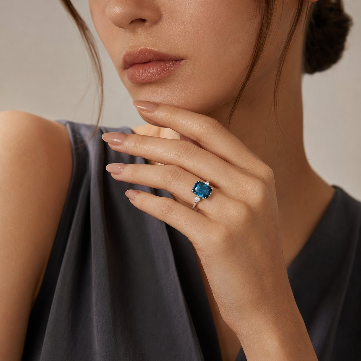 London Blue Topaz Pavé Ring