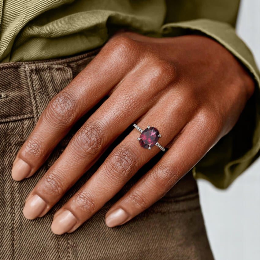 Oval Garnet Pavé Cocktail Ring