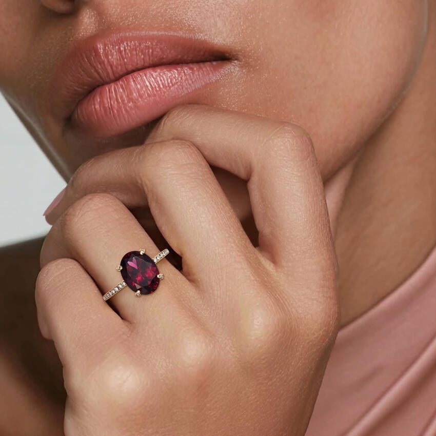 Oval Garnet Pavé Cocktail Ring