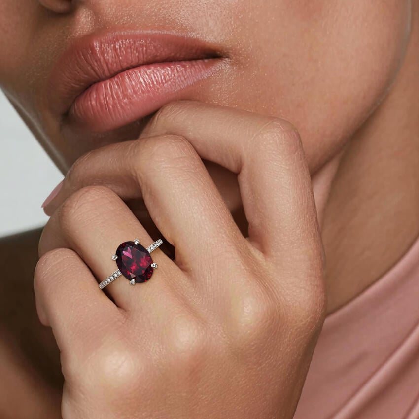 Oval Garnet Pavé Cocktail Ring