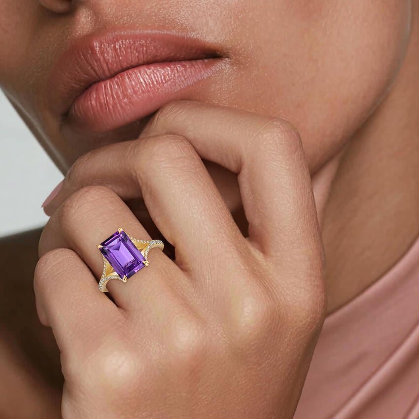 Emerald-Cut Amethyst Art Deco Cocktail Ring