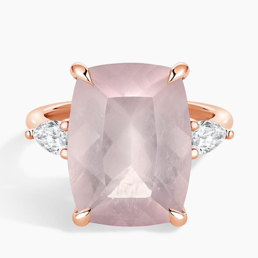 Rose Quartz Three-Stone Cocktail Ring