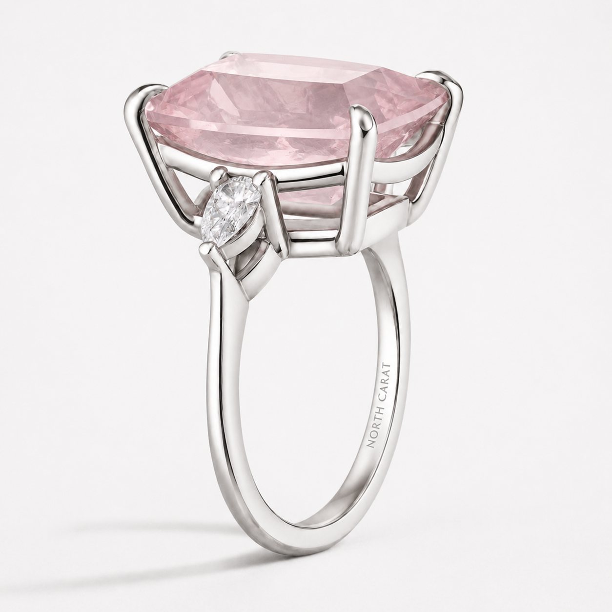 Rose Quartz Three-Stone Cocktail Ring