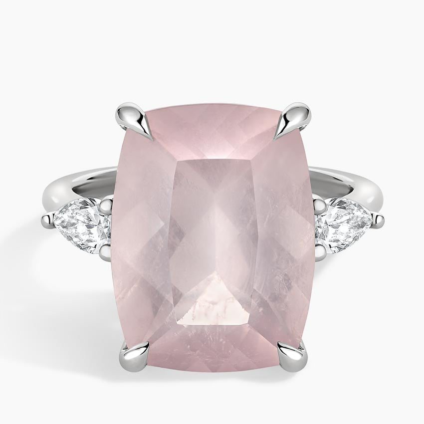 Rose Quartz Three-Stone Cocktail Ring